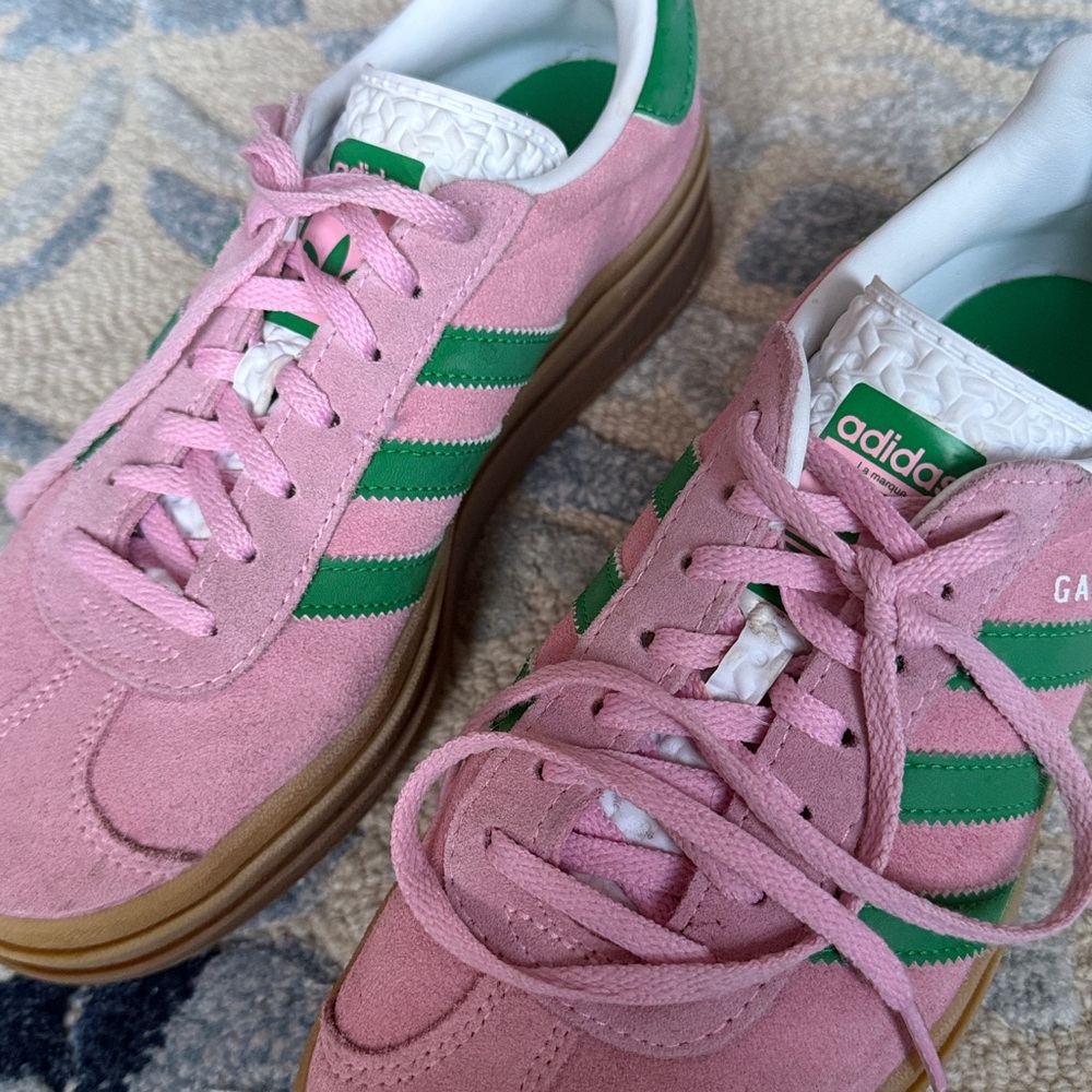 ADIDAS GAZELLE BOLD SHOES in True Pink / Green / Cloud White - Picture 3 of 7